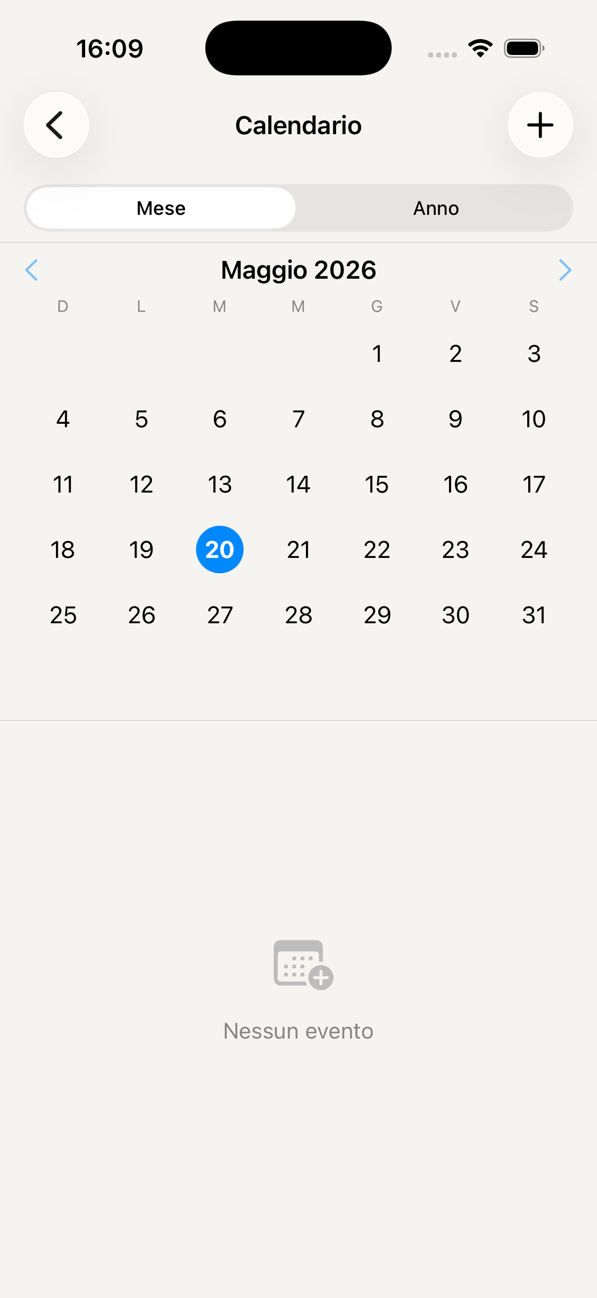 Calendario vista mensile
